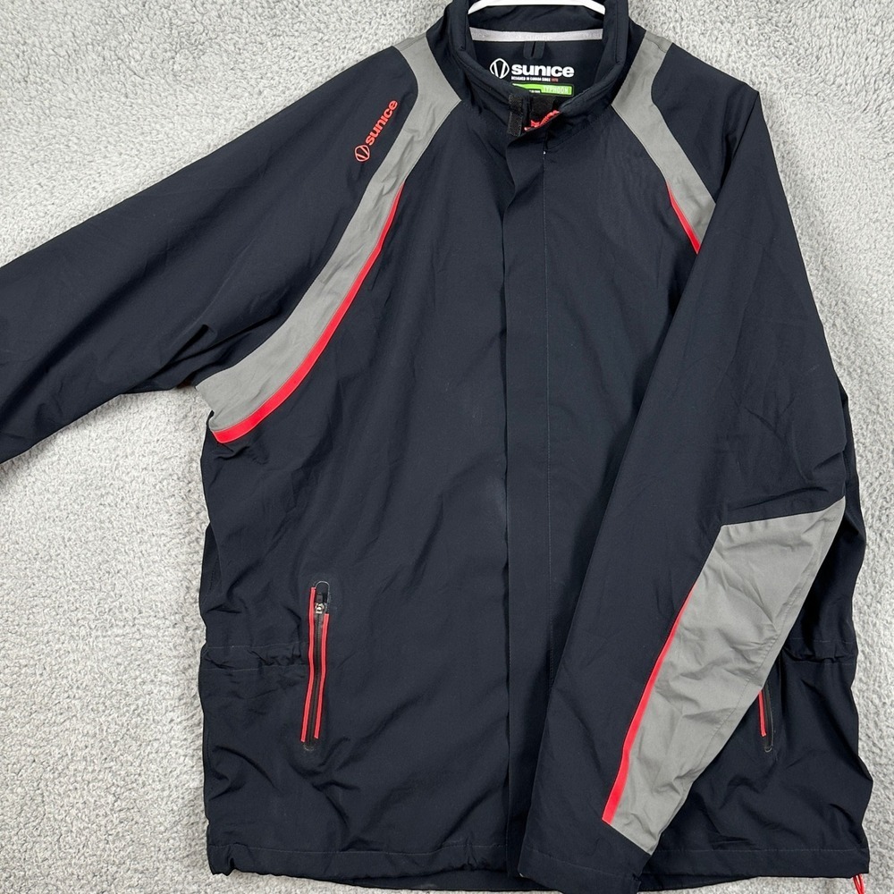 Sunice Typhoon Zephal Jacket Golf Mens XL Black Gray Zip Up Waterproof Resistant